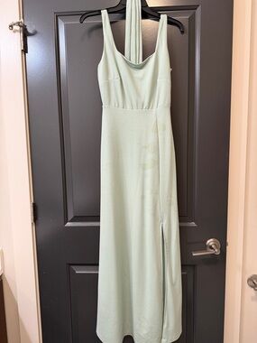 Scoop Neck Mint Maxi Dress with Side Slit